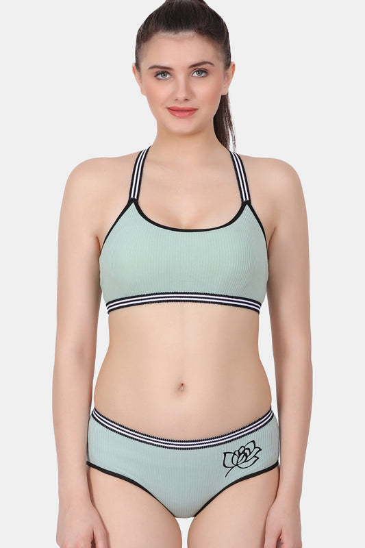 Sports Solid Lightly-Padded Everyday Bra-Panty Set PB010