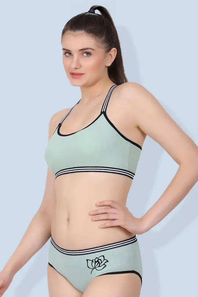 Amour Secrt Women's Seamless Lightly Padded Extra Smooth Cotton Lycra Lined Fabric Medium Coverage Bra And Panty Set PB010