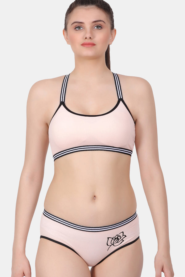 Sports Solid Lightly-Padded Everyday Bra-Panty Set PB010