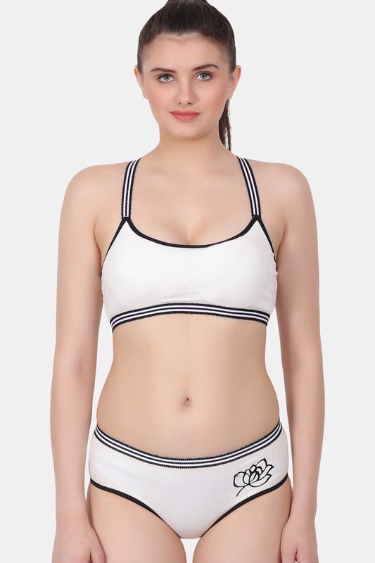 Sports Solid Lightly-Padded Everyday Bra-Panty Set PB010