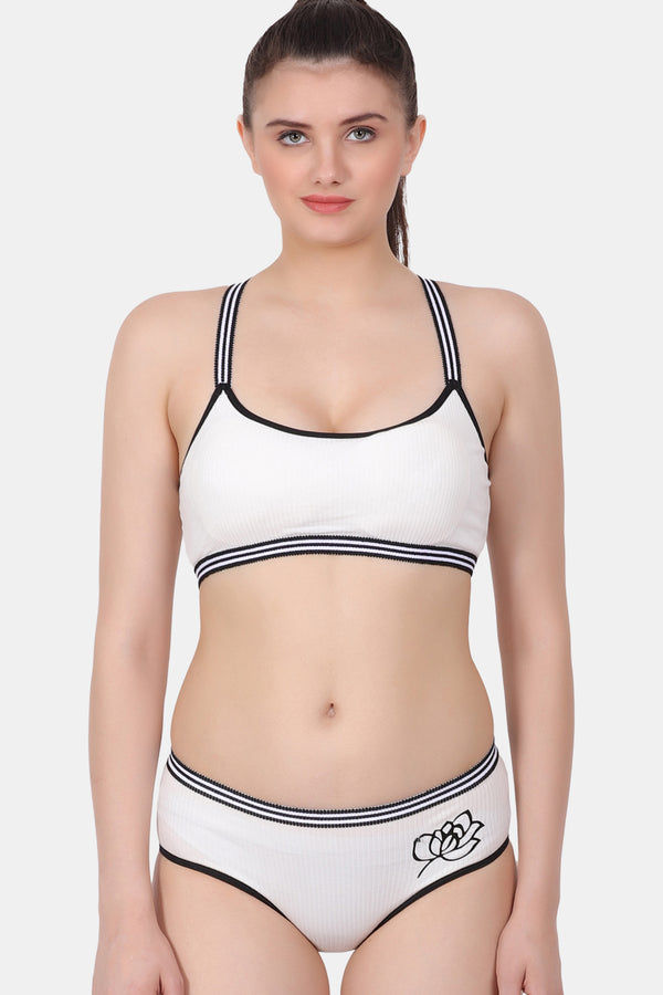 Sports Solid Lightly-Padded Everyday Bra-Panty Set PB010