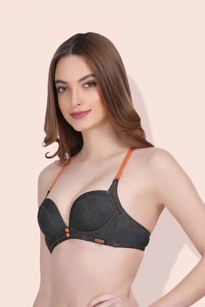 Amour Secrt women's Pushup Padded  designer lycra fabric medium impact Bra &low waist designer Panty Set PB1802