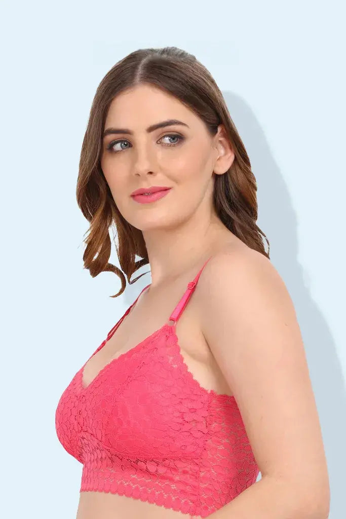 Amour Secrt Women's Lightly Padded Medium Coverage Extra Soft Lace Bralette PD53162