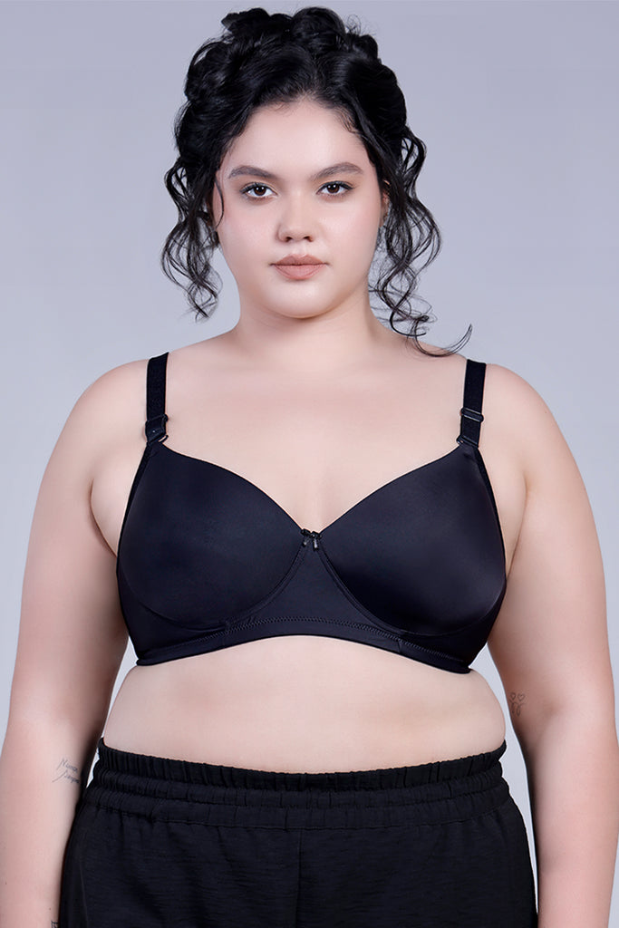 Amour Secrt Women's Seamless Lightly Padded Cool Nylon Spandex Fabric Solid Color Full Coverage T-shirt Bra
