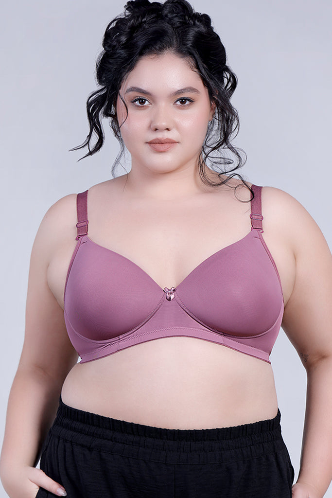 Amour Secrt Women's Seamless Lightly Padded Cool Nylon Spandex Fabric Solid Color Full Coverage T-shirt Bra