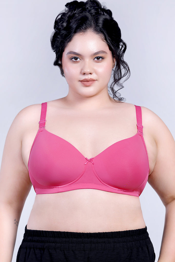 Amour Secrt Women's Seamless Lightly Padded Cool Nylon Spandex Fabric Solid Color Full Coverage T-shirt Bra