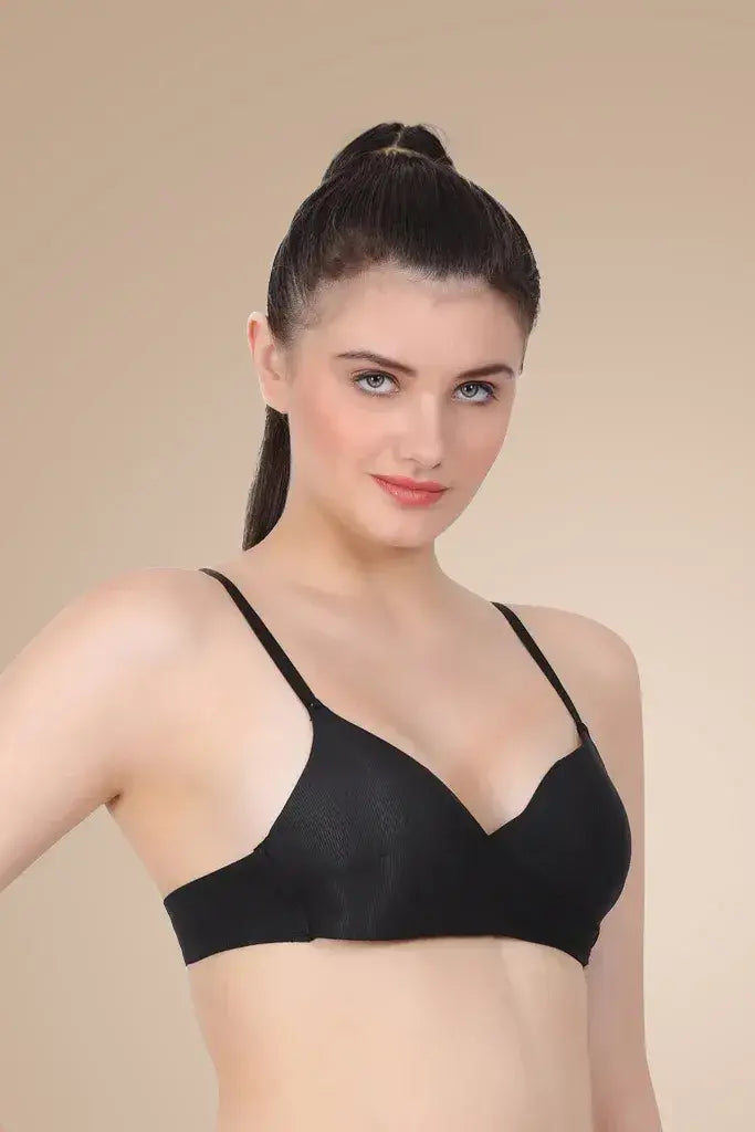 Amour Secrt Women's Everyday Light Padded Striped Nylon Spandex Medium Coverage Bra PD8122
