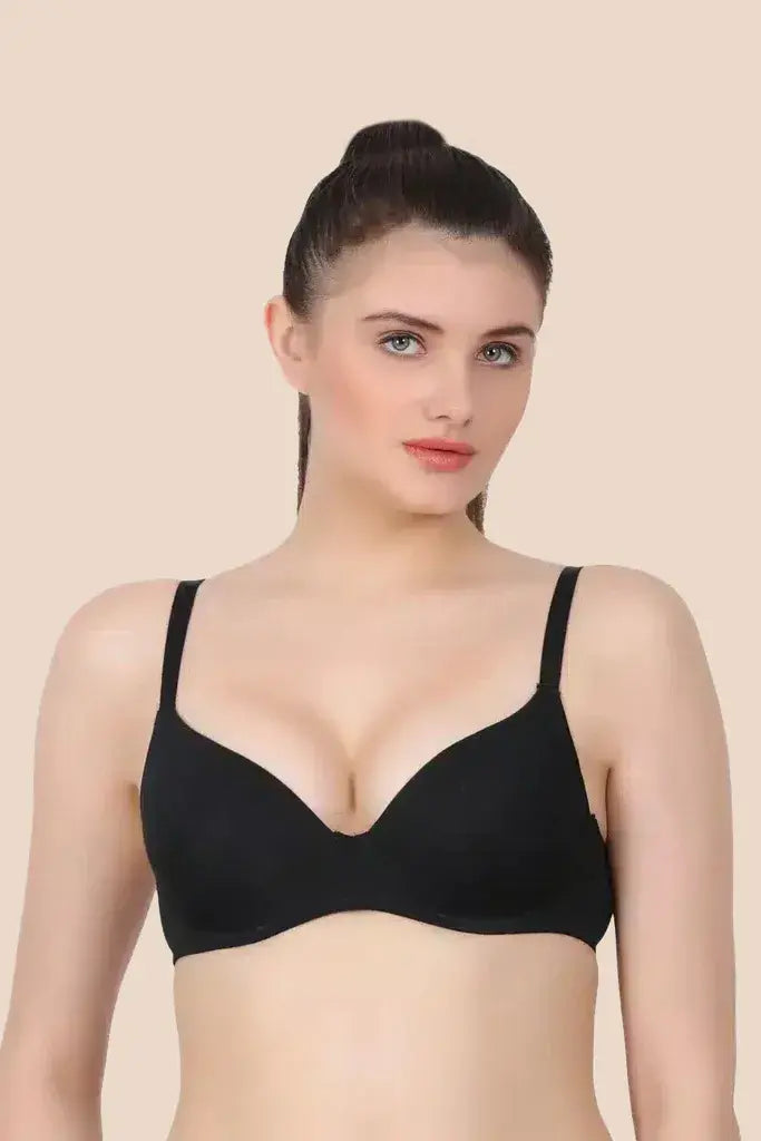 Amour Secrt Women's Underwired Full Coverage Cotton Solid Light Padded Everyday Bra PD9324