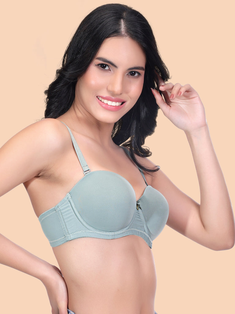 Women's Lightly Padded Underwired Solid Demi Bra PDN730