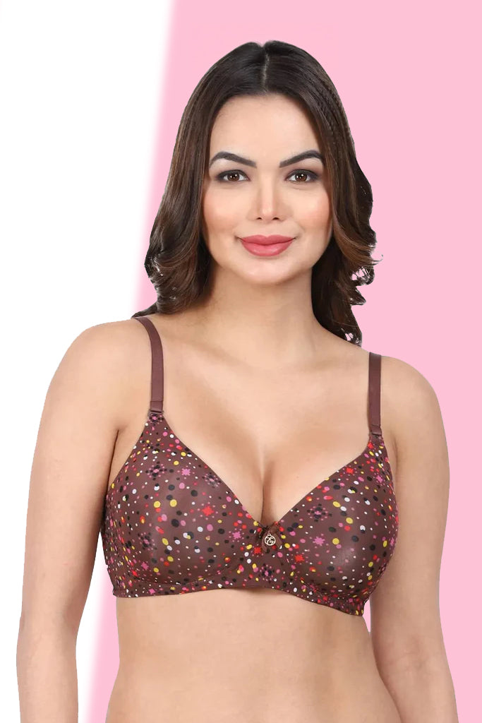 Amour Secrt Women's Seamless Full Coverage Lightly Padded With Nylon Spandex Print T-Shirt Bra  PDRK001