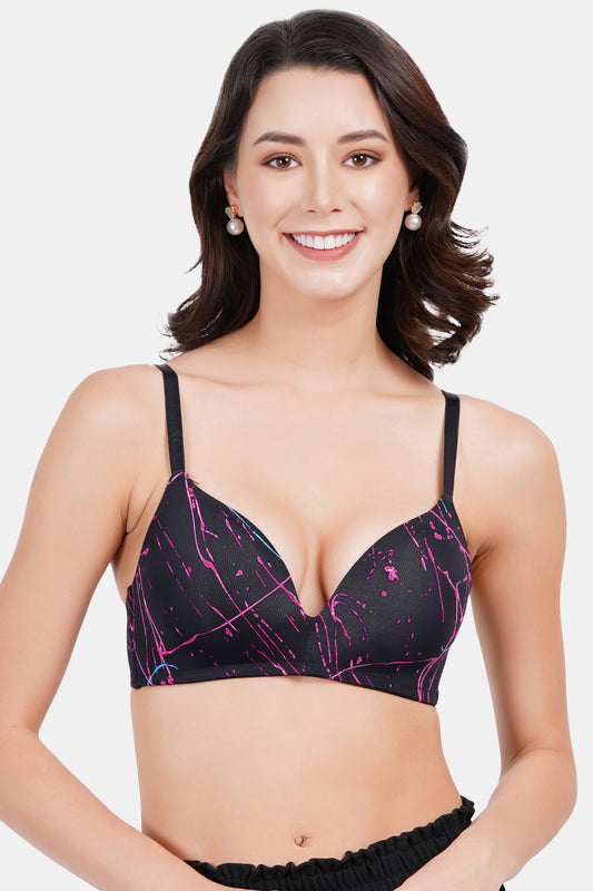 Women's Seamless Lightly Padded Printed T-Shirt Bra PD030