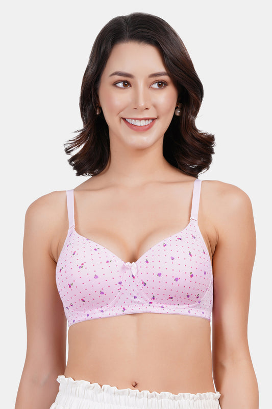 Women's Lightly Padded Polka Dots Print T-Shirt Bra PD005