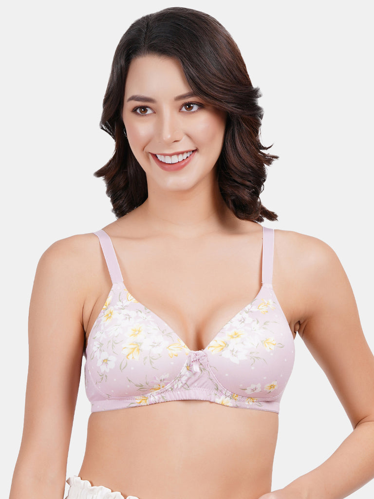 Amour Secrt women's seamless non wired light padded micro spandex printed fabric full coverage evrwryday T-shirt bra PD003