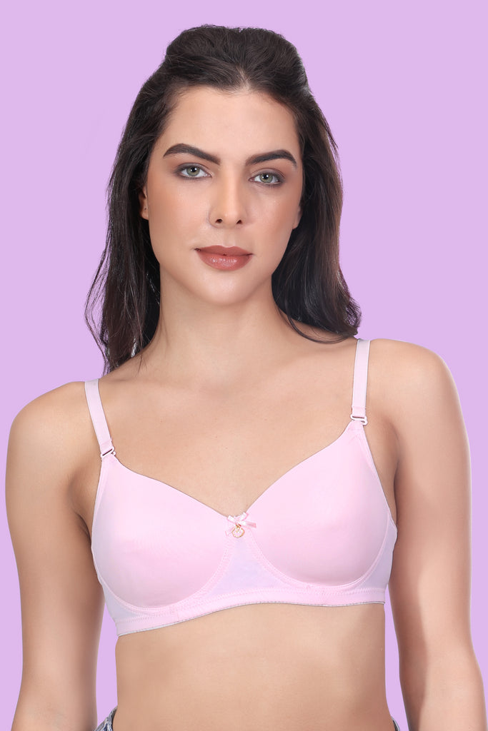 Amour Secrt Women's Seamless Lightly Padded Cool Nylon Spandex Fabric Solid Color Full Coverage T-shirt Bra PD731N