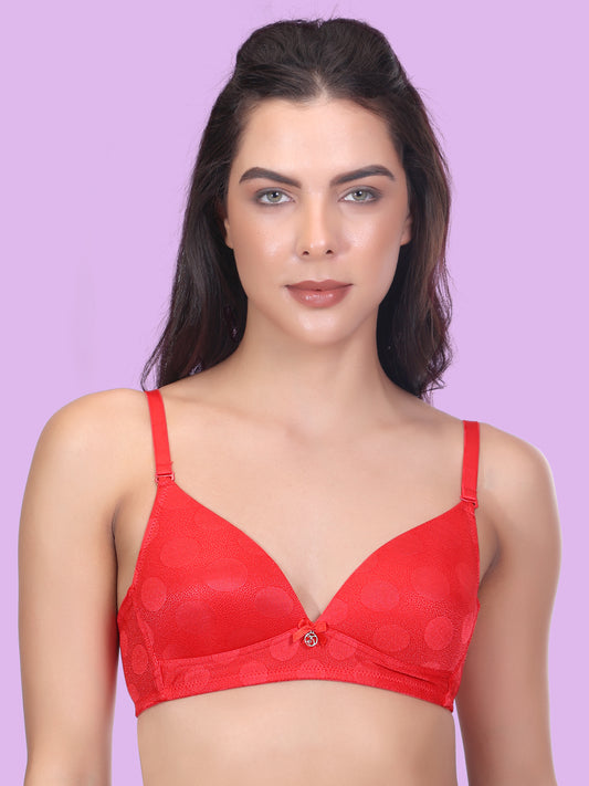 Women's Lightly Padded Polka Dots T-Shirt Bra PD004