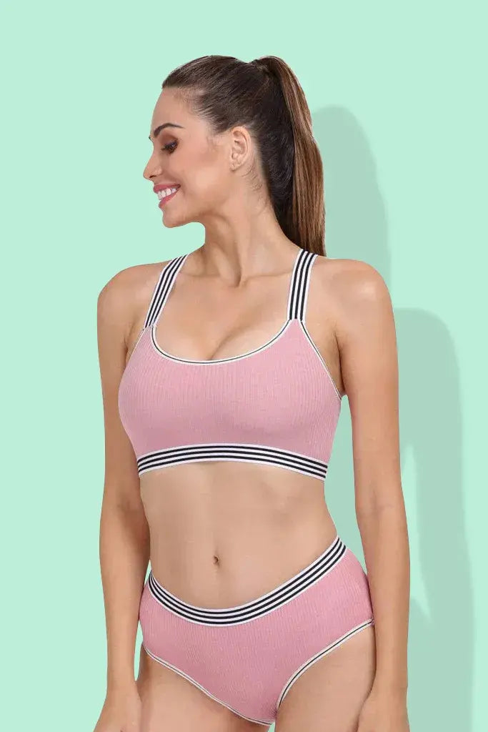 Amour Secrt women's seamless light padded cotton lycra lined fabric with broad waist band everyday panty set with removable pads S015