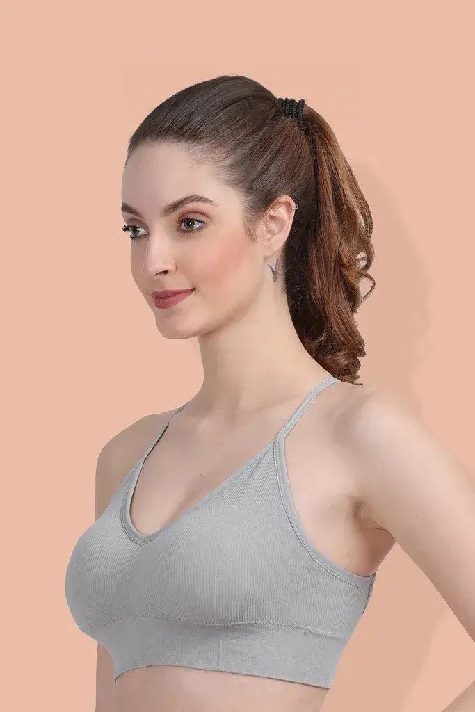 Amour Secrt Women's Seamless Lightly Padded Nylon Spandex Fabric With Broad Waist Band High Impact Sports Bra S2020