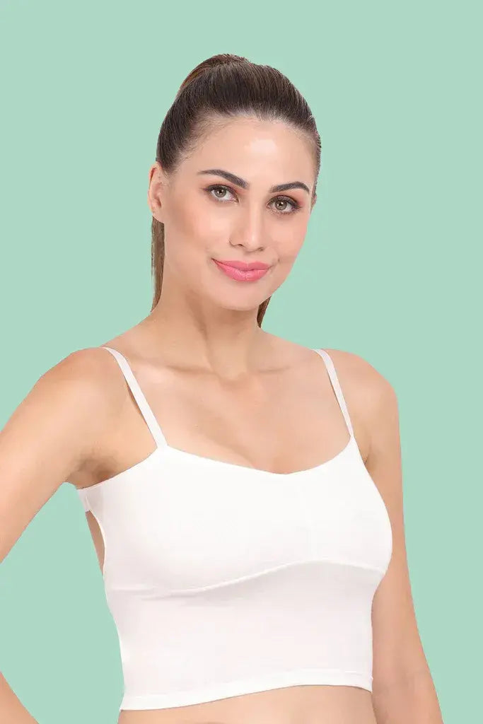 Amour Secrt Women's Seamless Lightly Padded Extra Soft Rayon Lycra fabric With Designer Elastic Back Demi Cup Camisole / Crop Top Bra S545