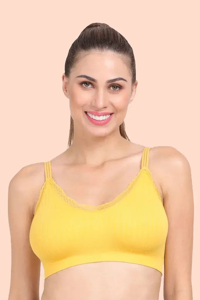 Amour Secrt Women's seamless Lightly Padded sey design nylon lycra fabric with disigner lace and shoulder straps everyday teenager Bra S552