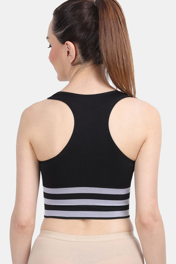 Amour Secrt Women's Seamless Lightly Padded Nylon Lycra Fabric With Broad Double Tone Waist and Full Coverage Extra Support Sports Bra Racerback S8145