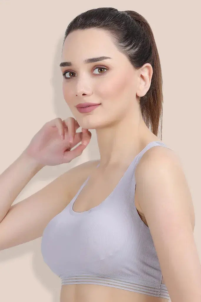 Amour Secrt Women's Seamless Bonded Lightly Padded Lined Nylon Spandex Fabric With Designer Lace And Shoulder Strap Full Coverage Everyday / Sports Bra (S911)