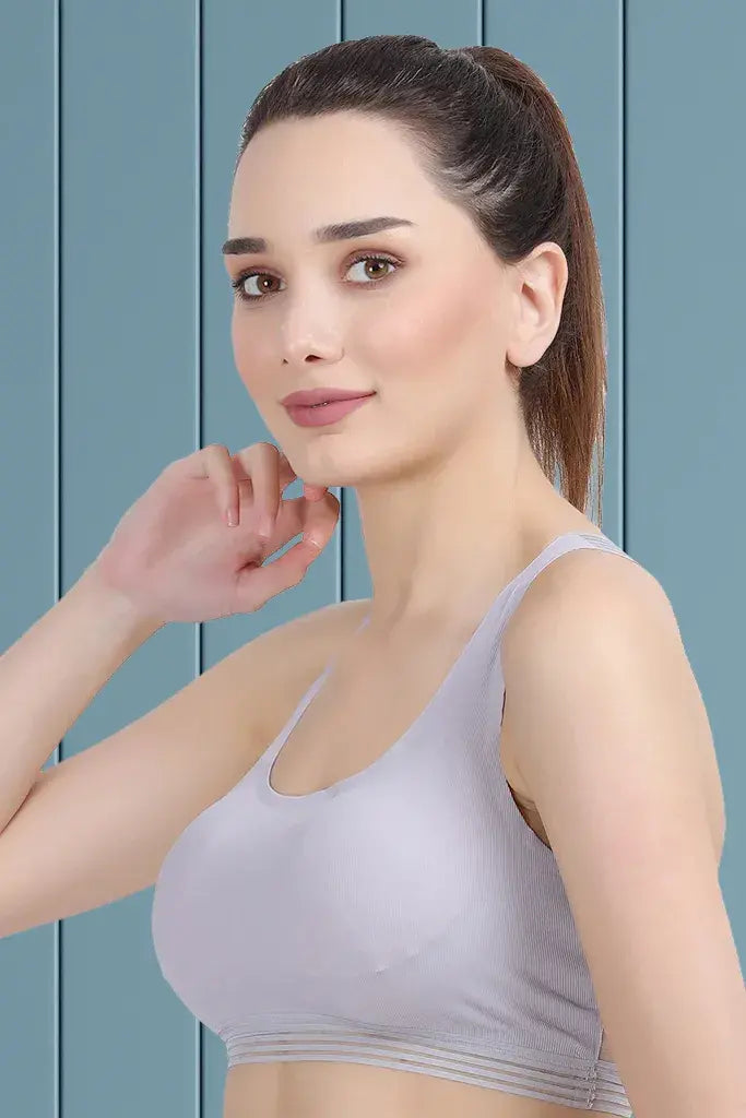 Amour Secrt Women's Seamless Bonded Lightly Padded Lined Nylon Spandex Fabric With Designer Lace And Shoulder Strap Full Coverage Everyday / Sports Bra (S911)