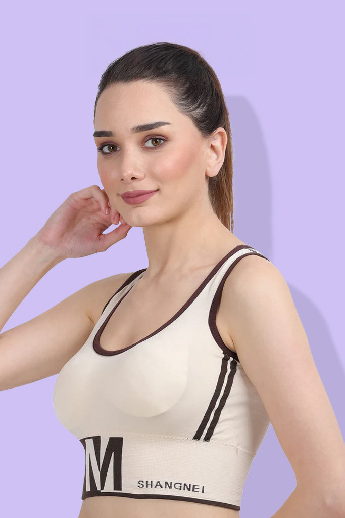 Amour Secrt Women's Seamless Lightly Padded Full Coverage Broad Waist Super Soft Nylon Lycra Sports Bra With Wicking Technology S975