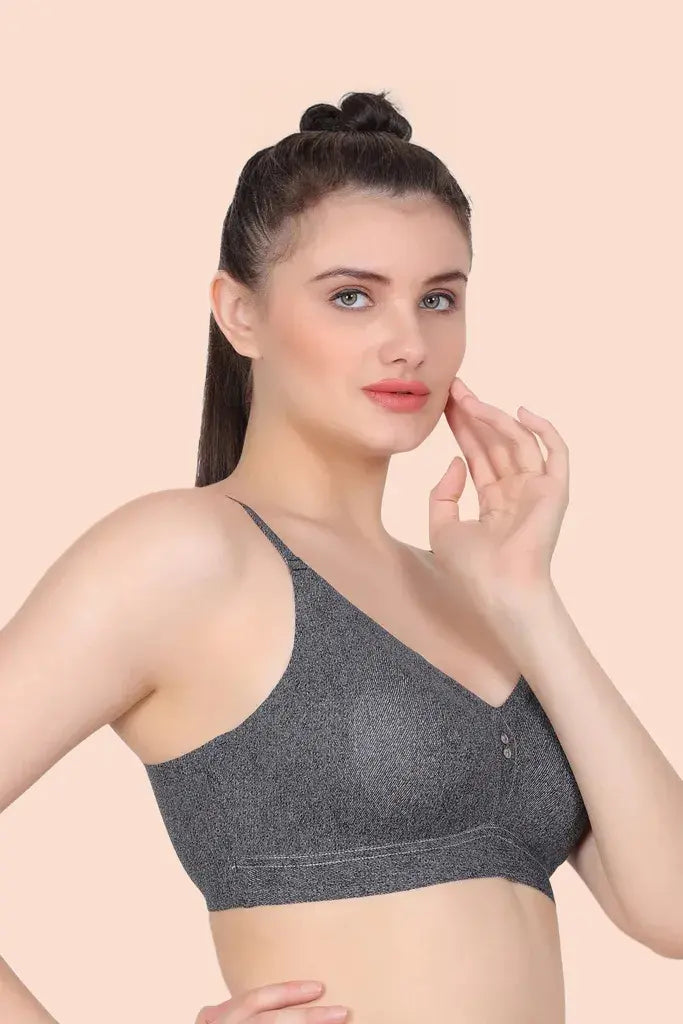 Amour Secrt Women's Seamless Bonded Lightly Padded Extra Soft Printed Nylon Spandex Fabric Full Coverage With Adjustable Straps Everyday T-shirt / Teenager Bra SB150