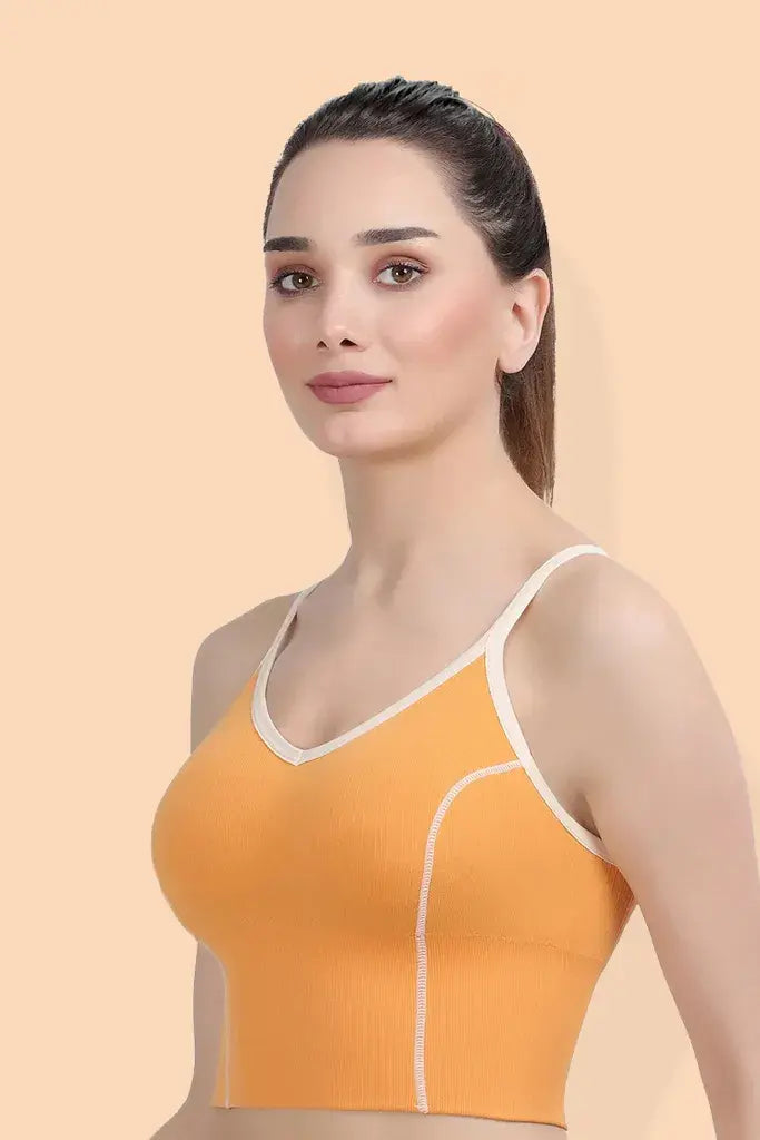 Amour Secrt Women's Seamless Lightly Padded Sey Design Nylon Spandex Jacquard Fabric with Adjustable Straps Full Coverage Teenager Crop Top Bra SKO2