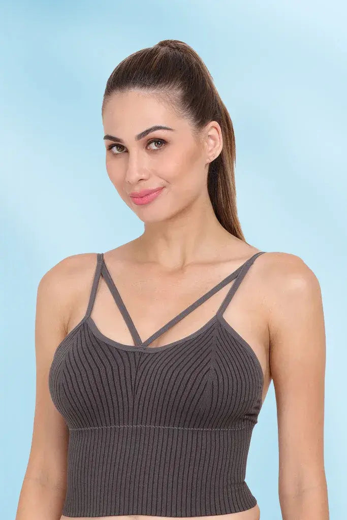 Amour Secrt Women's seamless Lightly Padded nylon lycra lined fabric high support crop top Bra SN8