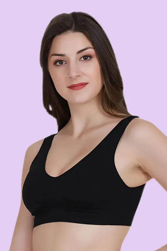 Amour Secrt Women's Seamless Lightly Padded Extra Smooth Nylon Spandex Fabric Solid Color Broad Strap For Extra Grip Full Coverage Everyday / Teenager Bra SP8244