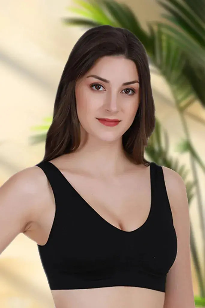 Amour Secrt Women's Seamless Lightly Padded Extra Smooth Nylon Spandex Fabric Solid Color Broad Strap For Extra Grip Full Coverage Everyday / Teenager Bra S8244