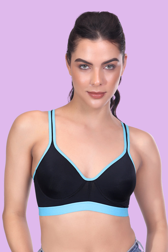 Amour Secrt Women's Lightly Padded Racerback Everyday Bra With Contrast Neon Broad Underband S025
