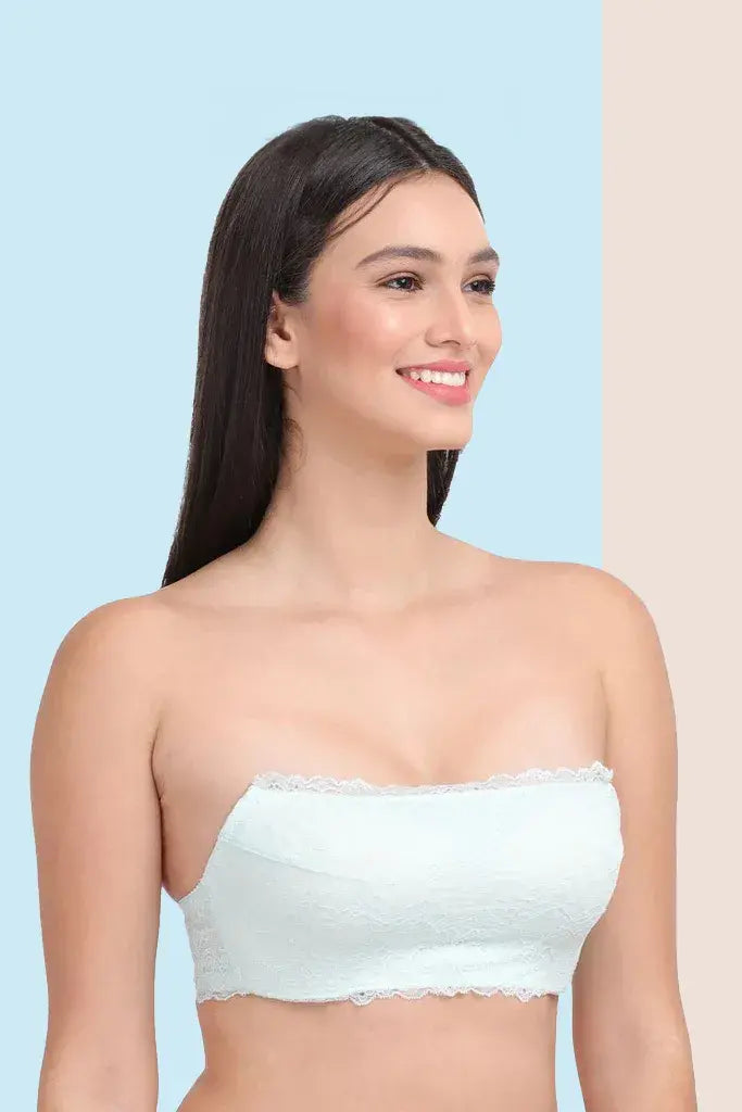Amour Secrt Women's Seamless Medium Padded Strapless With Extra Soft Nylon Lycra Lace Side Closure Magic Bra TB5111