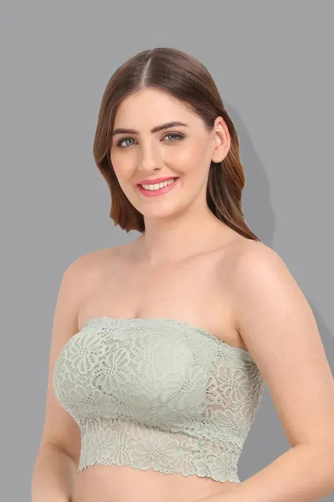 Amour Secrt Women's seamless Lightly Padded Strapless extra soft  Lace Bandeau / Tube Bra TB9090