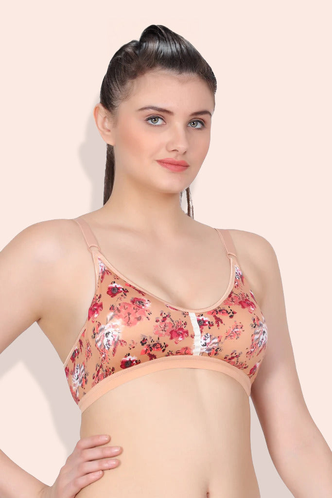 Amour Secrt Women's Lightly Padded / Detatchable Strap Floral Print With Nylon Spandex Full Coverage Everyday Bra PDRKN019