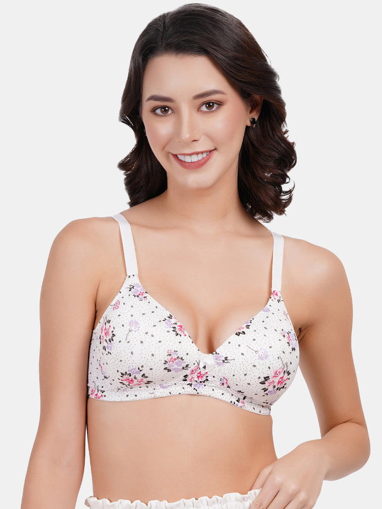 Amour Secrt women's seamless non wired light padded micro spandex printed fabric full coverage evrwryday T-shirt bra PD003