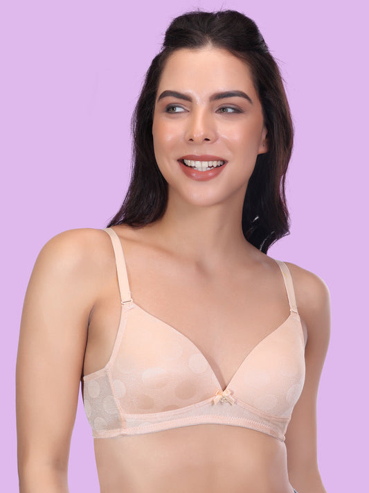 Women's Lightly Padded Polka Dots T-Shirt Bra PD004