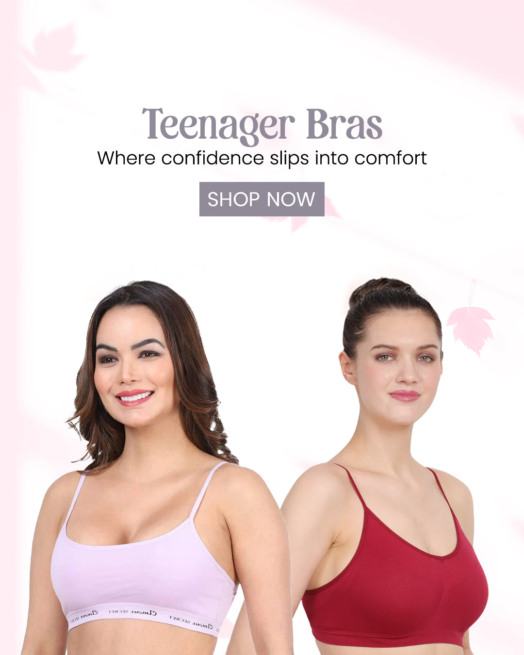 Two women wearing amour secrt teenager bras