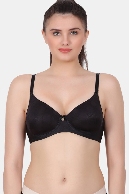 A fully coverage wire-free medium padded bra with designer jacquard spandex fabric for everyday wear  PDRKN001
