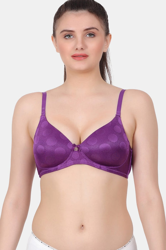 A fully coverage wire-free medium padded bra with designer jacquard spandex fabric for everyday wear  PDRKN001