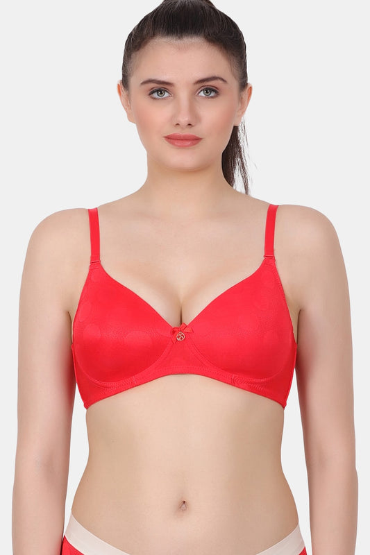 A fully coverage wire-free medium padded bra with designer jacquard spandex fabric for everyday wear  PDRKN001