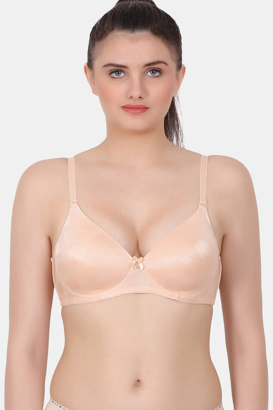 A fully coverage wire-free medium padded bra with designer jacquard spandex fabric for everyday wear  PDRKN001