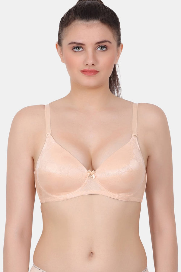 A fully coverage wire-free medium padded bra with designer jacquard spandex fabric for everyday wear  PDRKN001